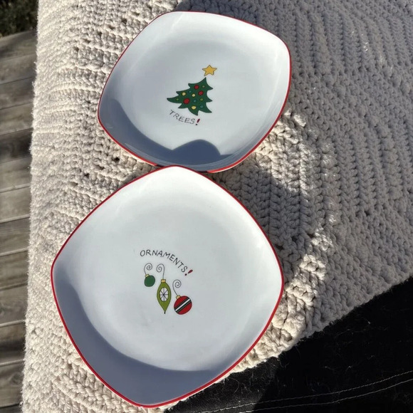 Fitz And Floyd Set of 2 Merry Christmas Party Snack Dessert Plates 6 5/8" - Picture 1 of 4